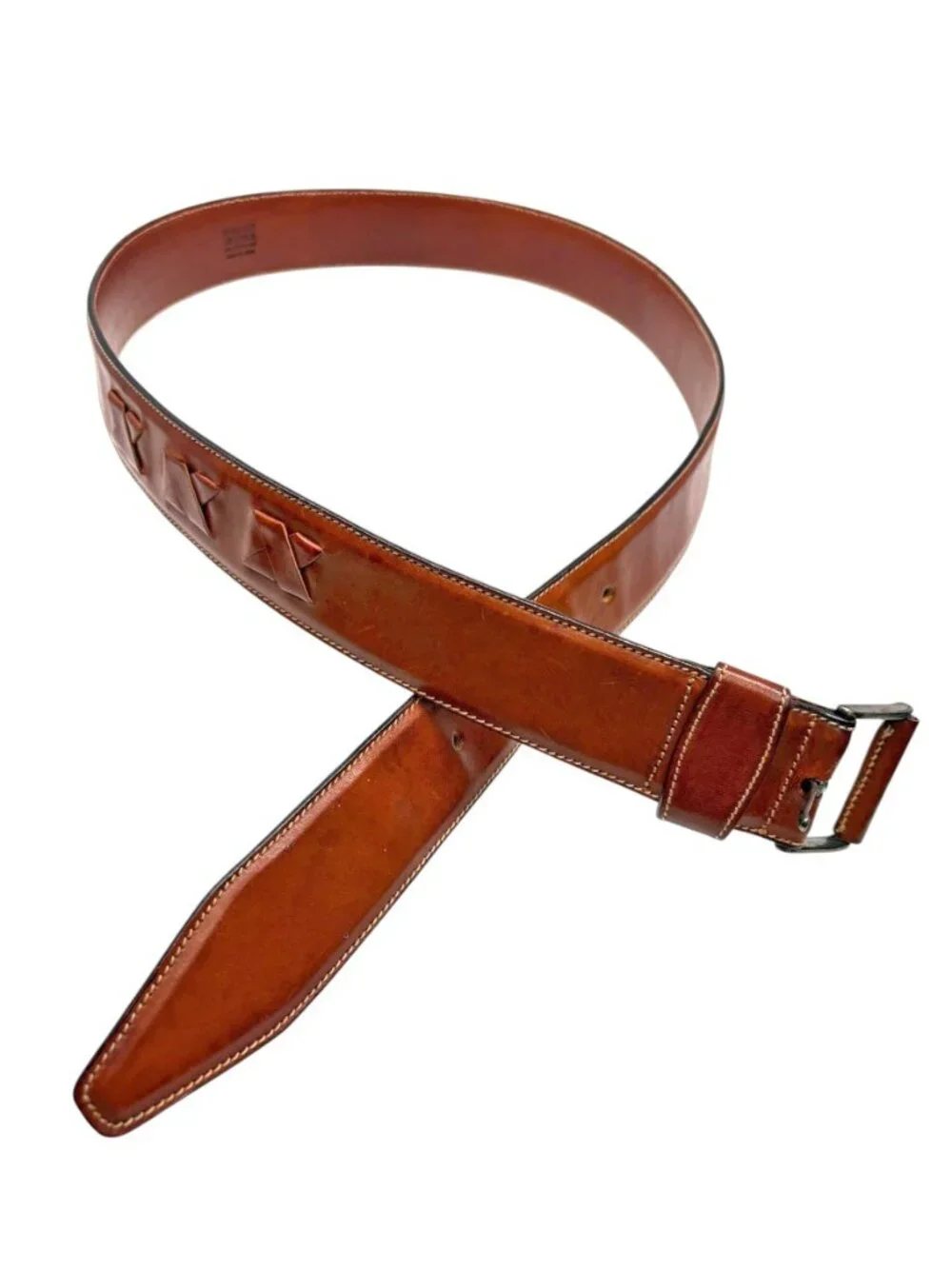 Bergdorf Goodman Cognac Leather Mens Belt Made in Italy